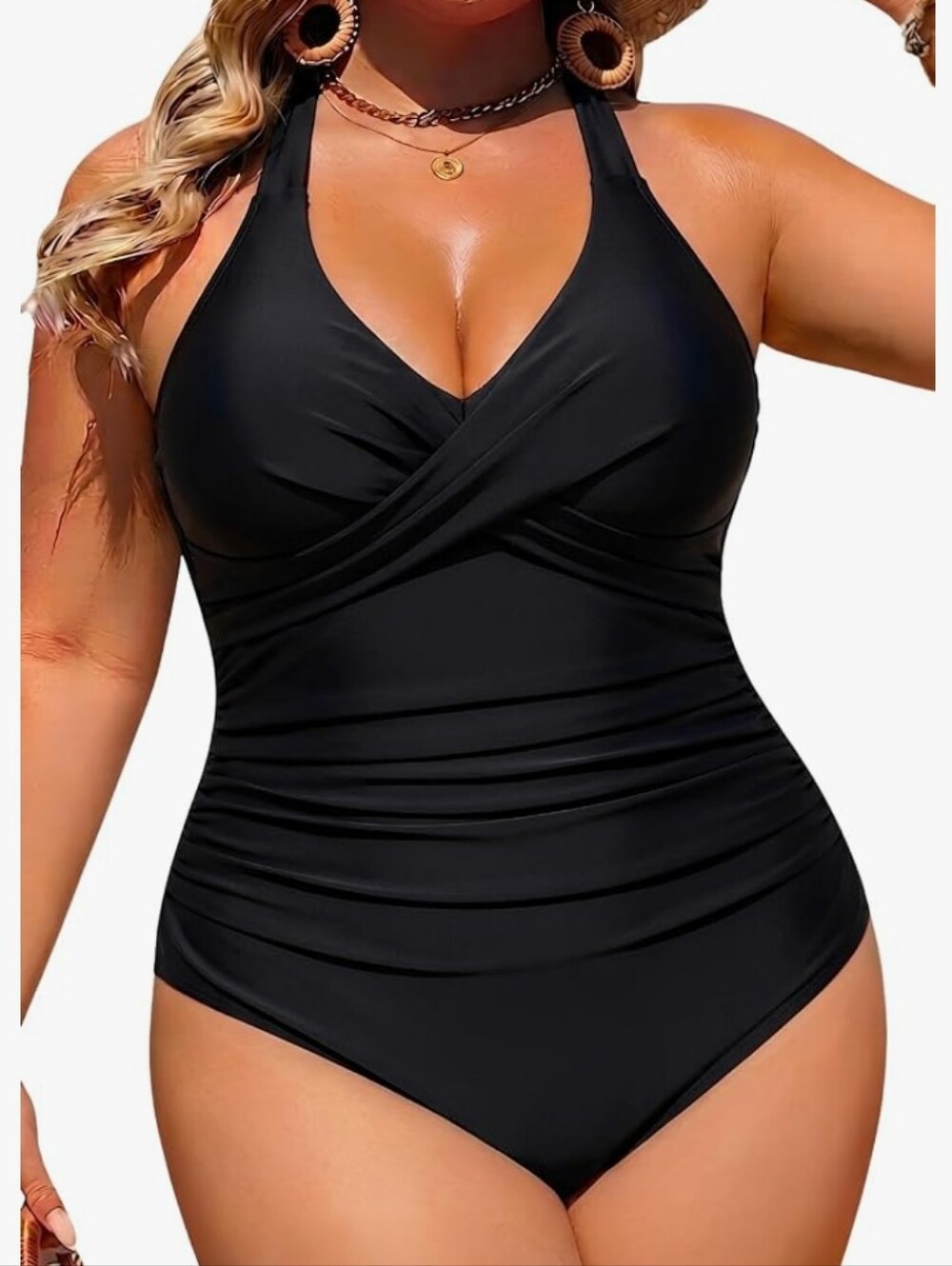 Aqua Eve Black One Piece Swimsuit 18W NWT Tummy Control Plus Size